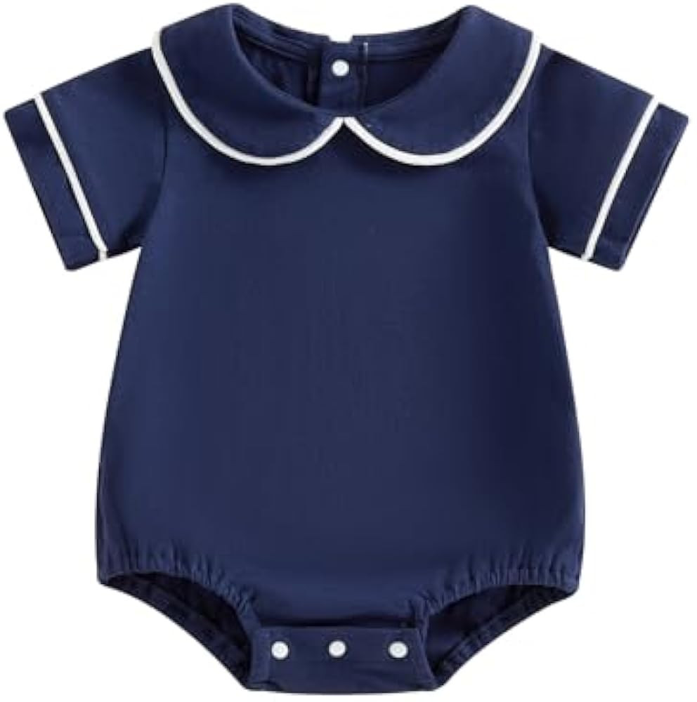 Balaflyie Bubble Romper Baby Boy Girl Cotton Collar Bodysuit Oversize T-shirt Romper Infant Top | Amazon (US)