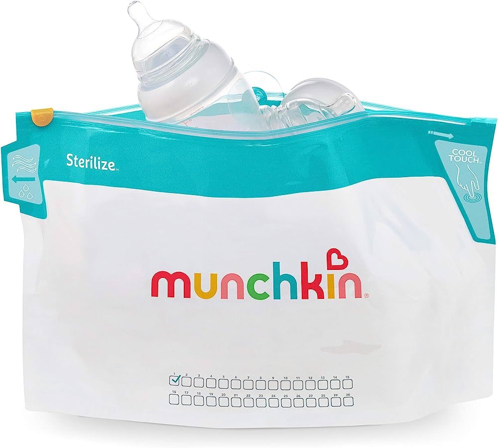 Munchkin® Sterilize™ Microwave Bottle Steam Sterilizer Bags, 30 Uses per Bag, 6 Pack | Amazon (US)