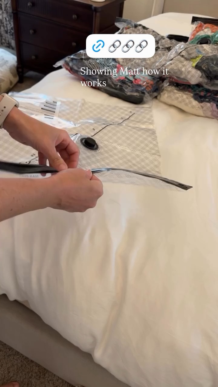 @nicetreehome  Showing Matt how it works. Loving these vacuum sealed storage bags for space saving travel 🙌🏻

#LTKTravel #LTKHome