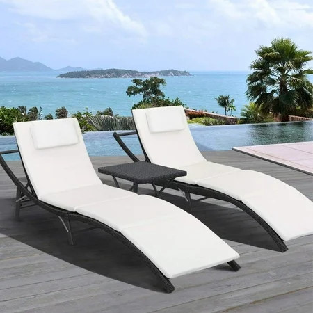 Walnew 3 PCS Patio Furniture Outdoor Patio Lounge Chair Adjustable Folding Lawn Poolside Chaise L... | Walmart (US)