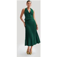 Twyla Pleated Suiting Maxi Skirt - Forest Green | MESHKI US