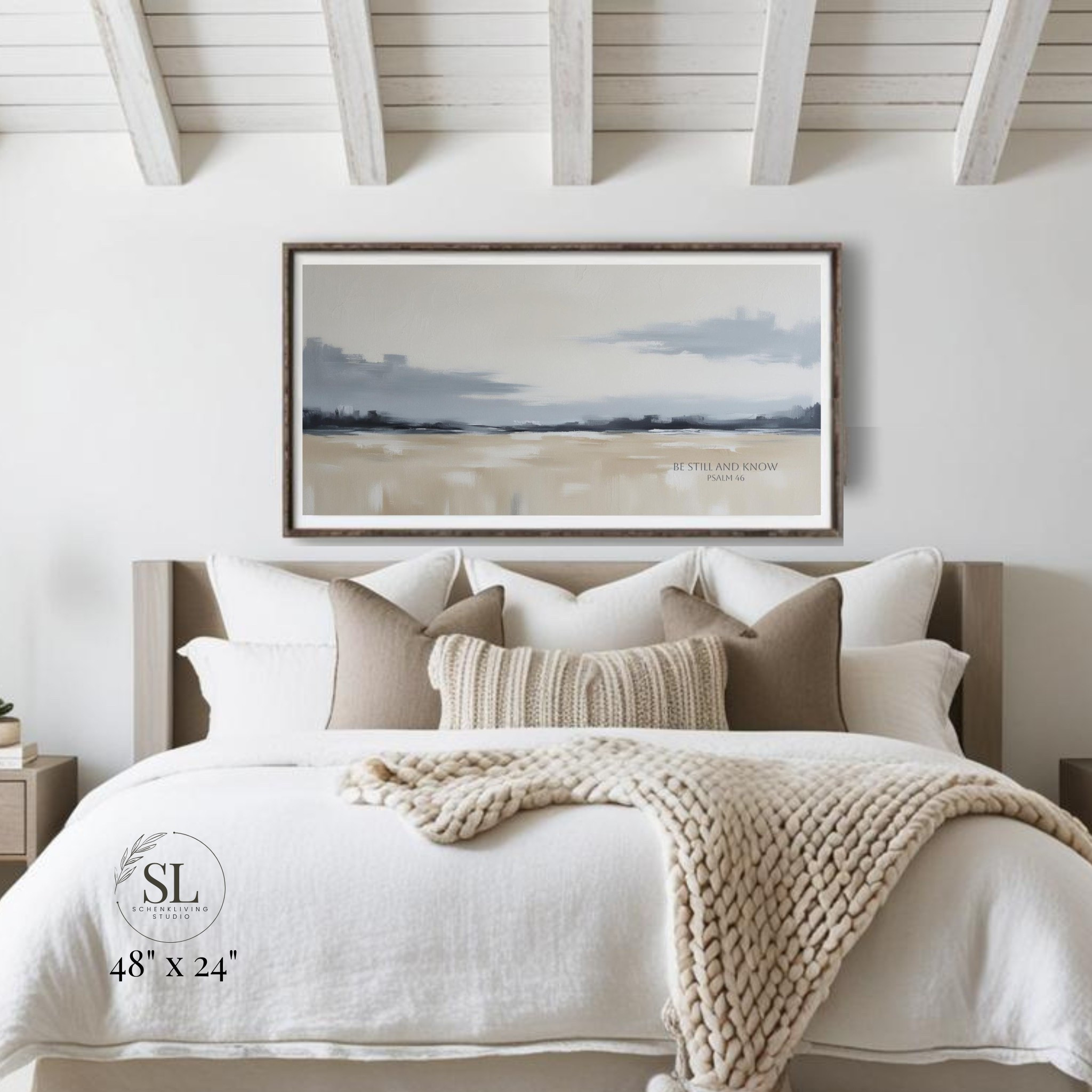 MODERN FARMHOUSE BEDROOM DECOR 
.
Add our original abstract seascape print and layer your bed with neutral pillows and throws 🤍

#LTKstyletip #LTKspring #LTKgiftguide
