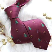 Burgundy Christmas Tree Necktie Holiday Presents Tie | Etsy (US)