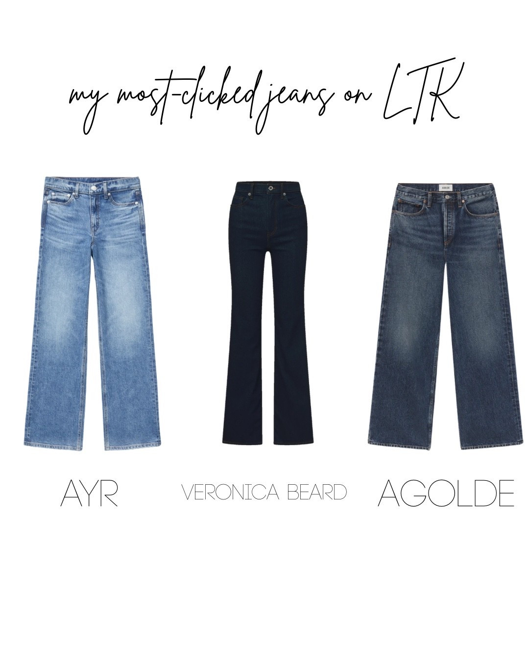 My three most-clicked jeans on LTK right now. All linked  