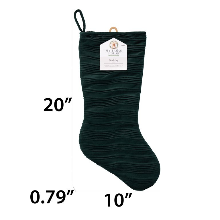 My Texas House, Green Ribbed Christmas Stocking Decoration, 20 inch | Walmart (US)