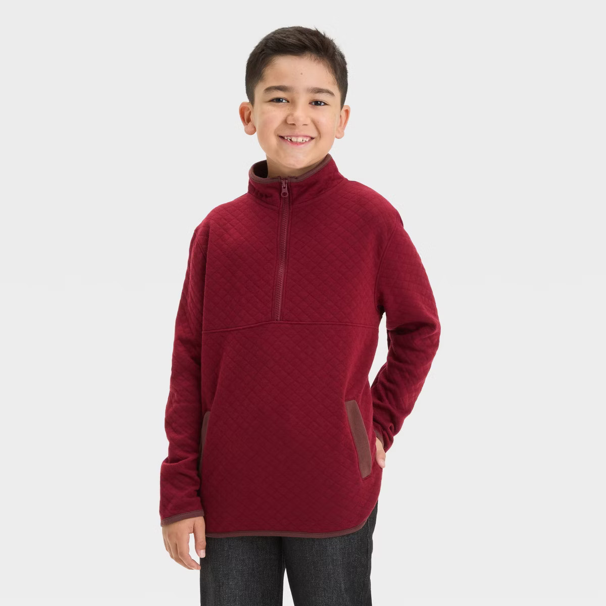 Boys' Quilted Mock Neck Pullover Sweatshirt - Cat & Jack™ | Target