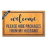 CLZ mats Welcome Mats Welcome Please Hide Packages from My Husband Doormat Monograms Funny Welcome M | Amazon (US)