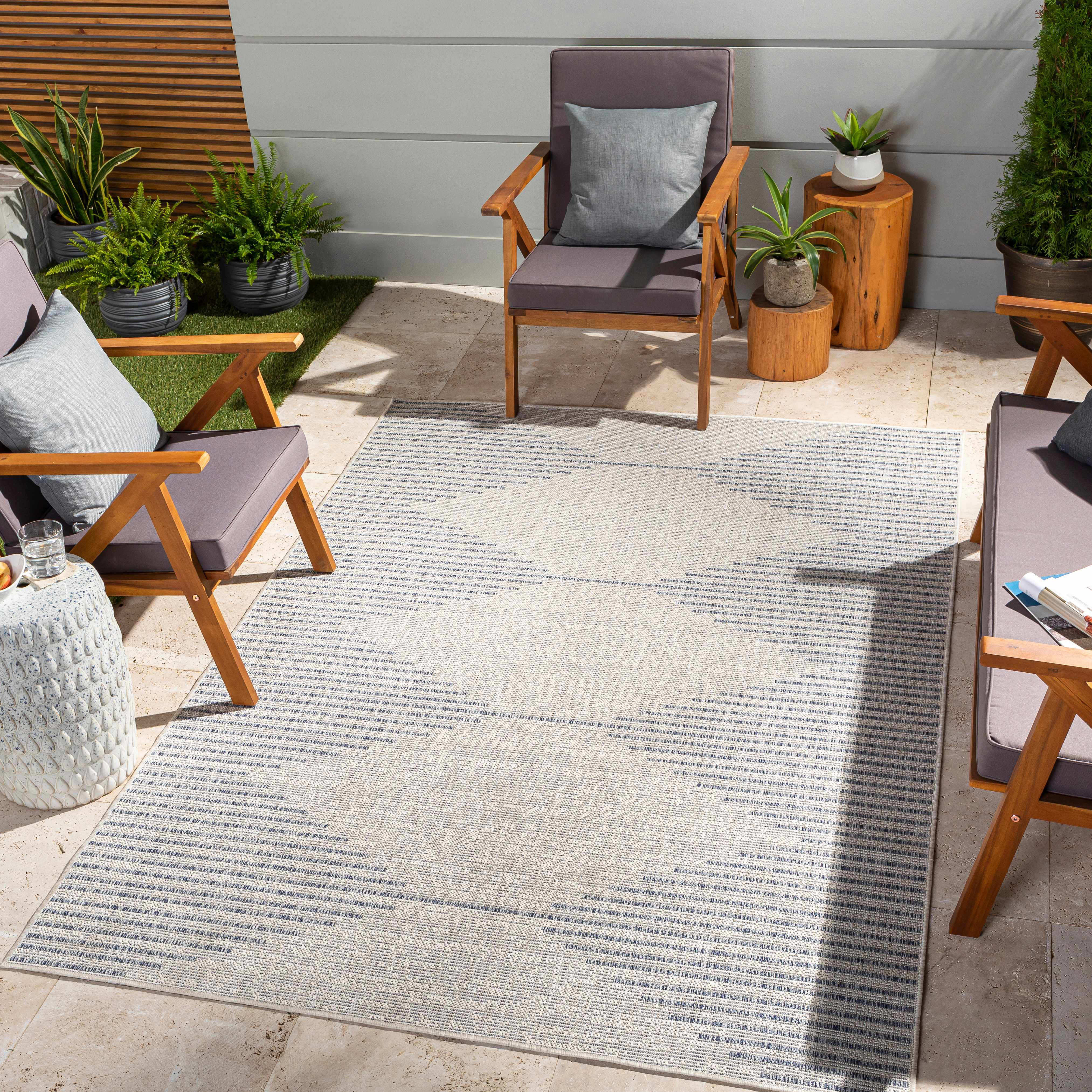 Tililan 5'3"" Round Outdoor Farmhouse Moroccan Outdoor Area Rug - Hauteloom | Boutique Rugs