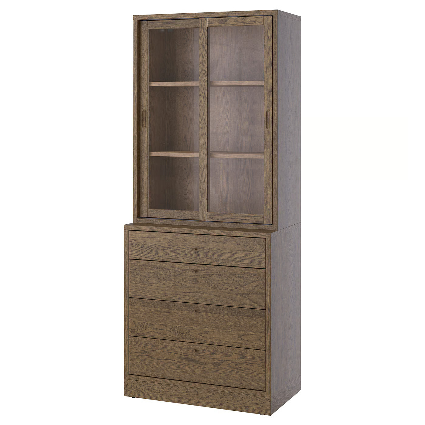 TONSTAD Storage combination with drawers, brown stained oak veneer/glass, 32 1/4x18 1/2x82 5/8 " | IKEA US