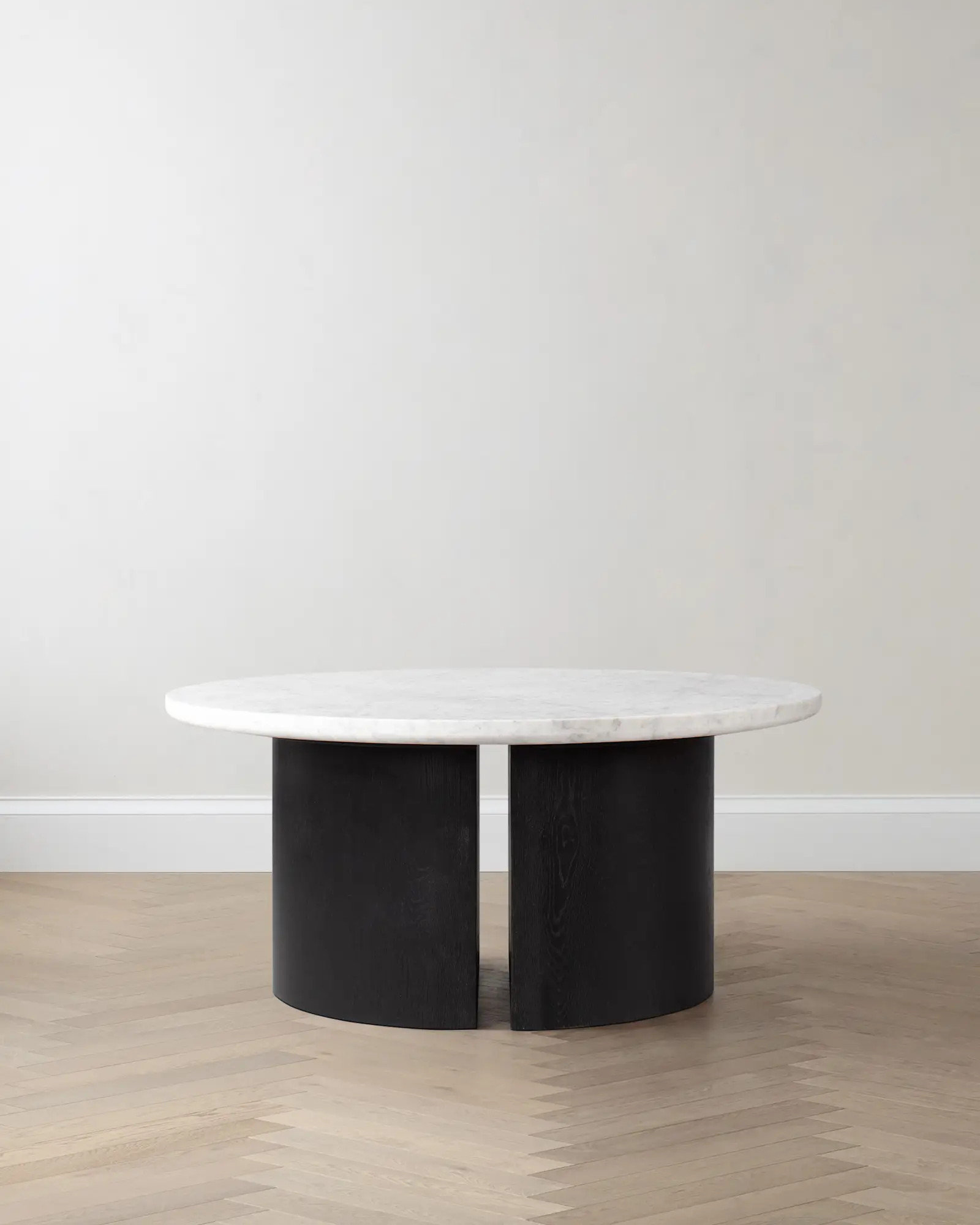 Marble and Oak Double Pedestal Coffee Table | Quince