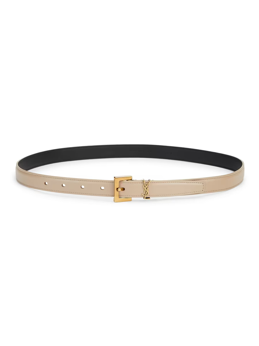 Saint Laurent Monogram Lacquer Leather Belt | Saks Fifth Avenue