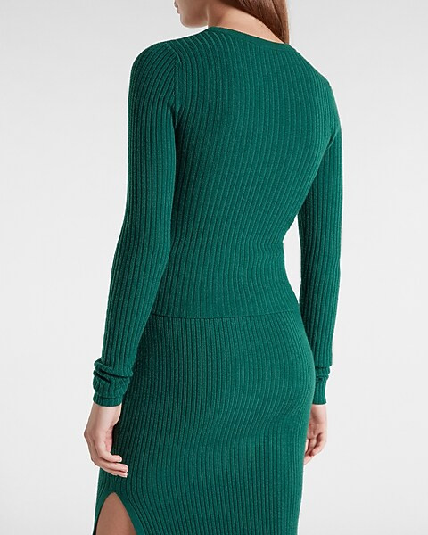 Fitted Ribbed Crew Neck Sweater | Express