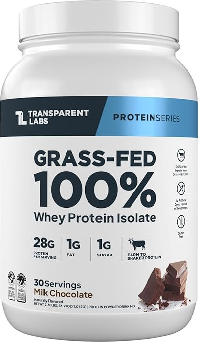 Transparent Labs Grass-Fed Whey Protein Isolate - Naturally Flavored, Gluten Free Whey Protein Po... | Amazon (US)