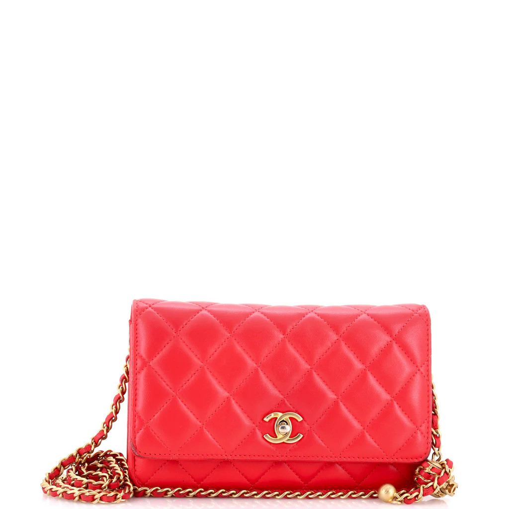 Chanel Pearl Crush Wallet on Chain Quilted Lambskin Red 3690662 | Rebag