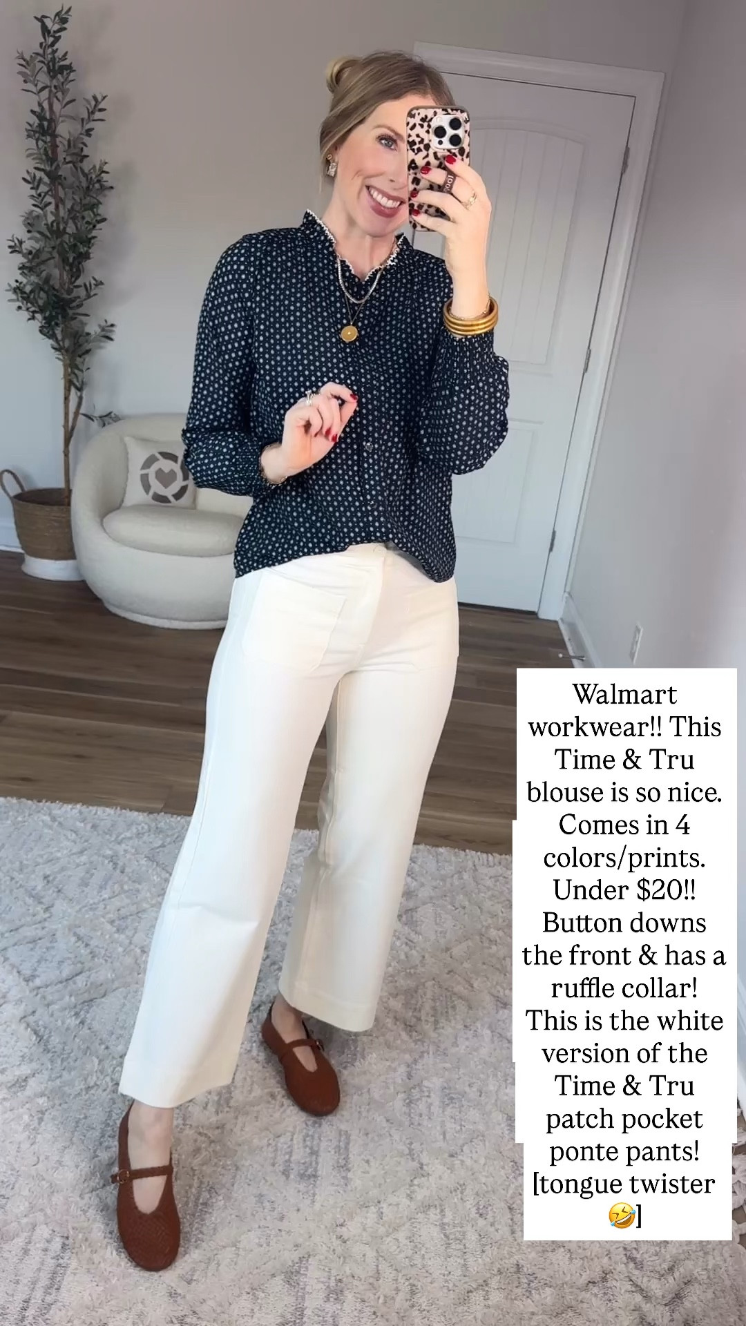 Walmart outfit, workwear style, white pants, time and tru

#LTKFindsUnder50 #LTKootd