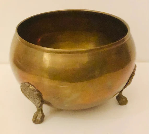 Vintage Brass Bowl Heavy Solid Brass Trinket Dish Catch All - Etsy | Etsy (US)