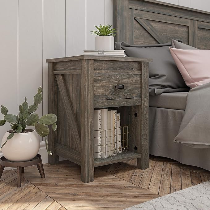 Ameriwood Home Farmington, Nightstand, Weathered Oak | Amazon (US)