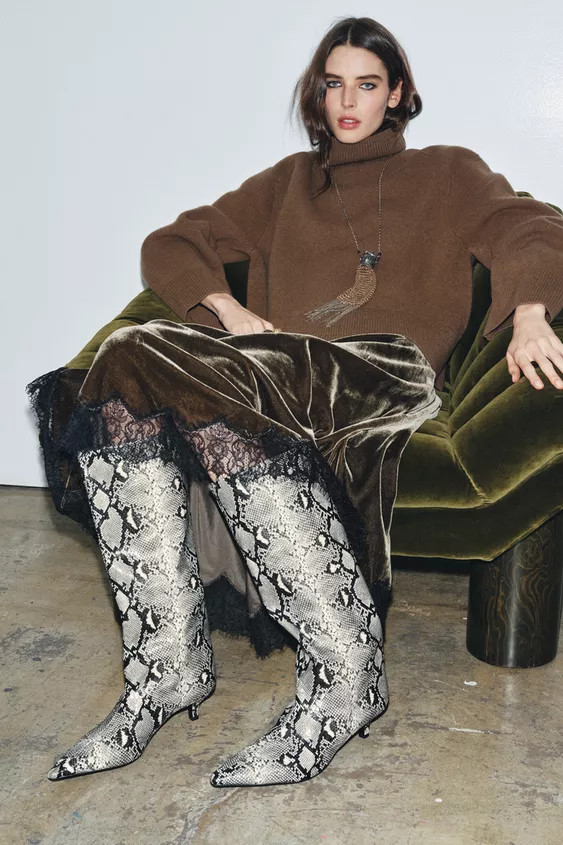 ANIMAL PRINT HEELED BOOTS | Zara US