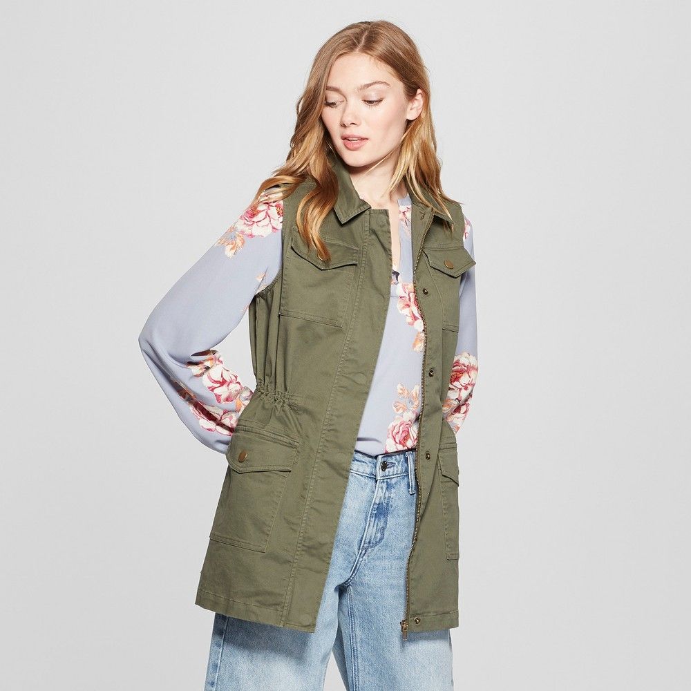 Women's Military Vest - A New Day Olive (Green) L | Target