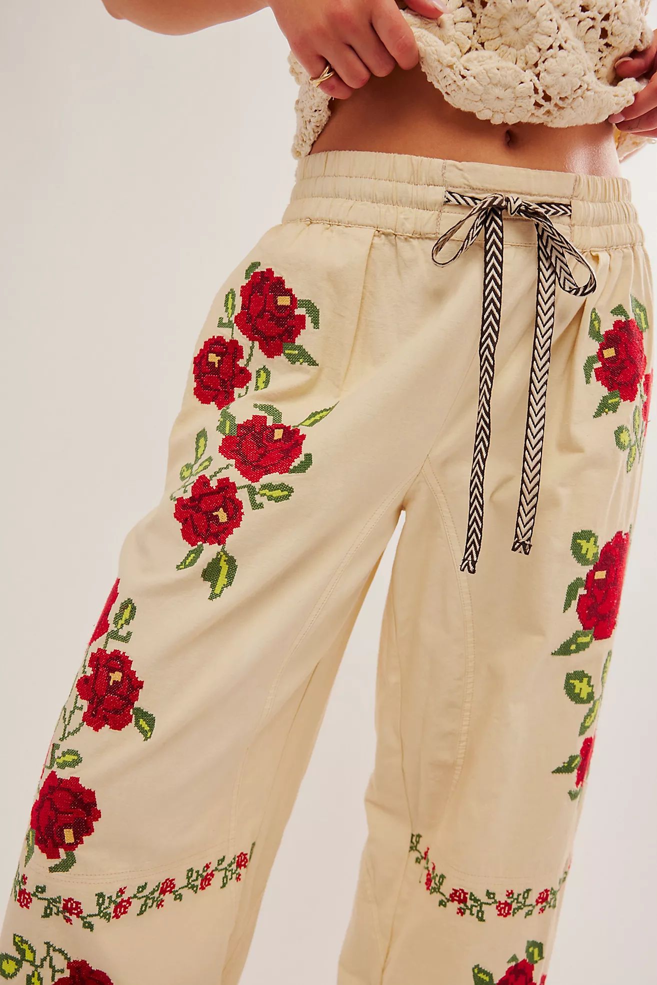 Rosalia Embroidered Pull-On Pants | Free People (Global - UK&FR Excluded)