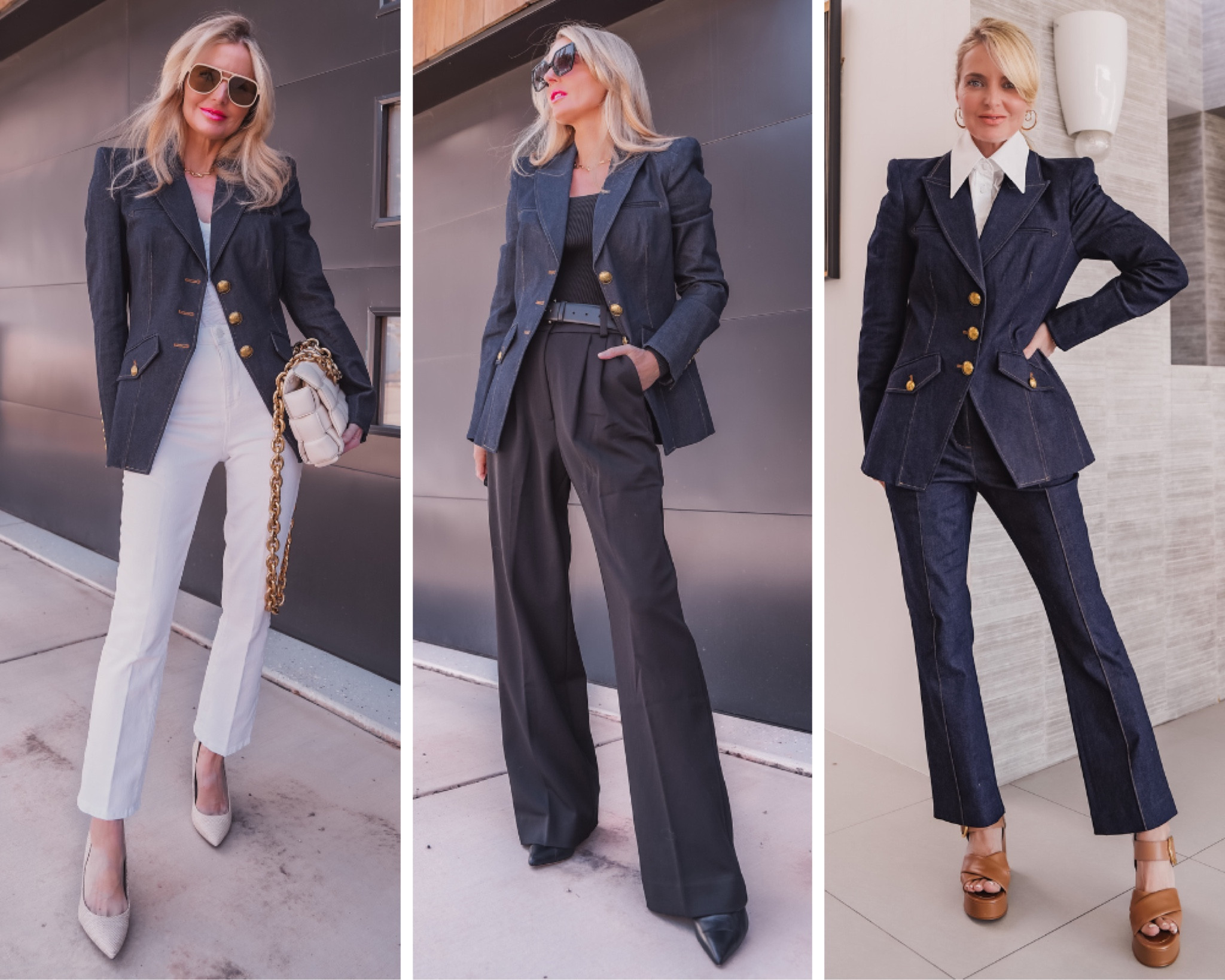 OKAY… the piece you didn’t know you needed, and now you can’t stop thinking about it… this gorgeous Veronica Beard denim blazer! And it’s currently ON SALE!!! 

I am showing you 3 different and simple ways to style it so you can see how versatile it is. The blazer is SO good because of the elevated details like the luxe gold buttons and structured, padded shoulders. The shoulders create width across the top, which in contrast with the tailored waist, creates the illusion of a smaller waist, and more of an hourglass shape. This is great for anyone with a boxier, rectangular shape like mine or someone who wants to accentuate their curves. The cotton blend fabric is thick enough to create structure, but is also quite breathable and lightweight for those that run hot. Fits run true to size for all pieces. 

~Erin xo 

#LTKSeasonal #LTKworkwear #LTKsalealert