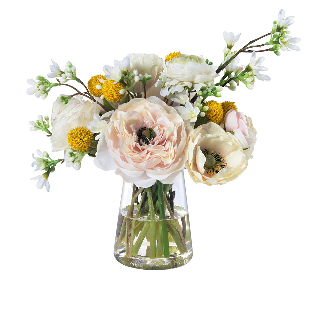 Anemones and Ranunculus in Glass Vase | Diane James Home