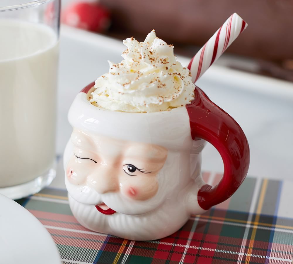 Santa Claus Shaped Handcrafted Ceramic Mugs | Pottery Barn (US)