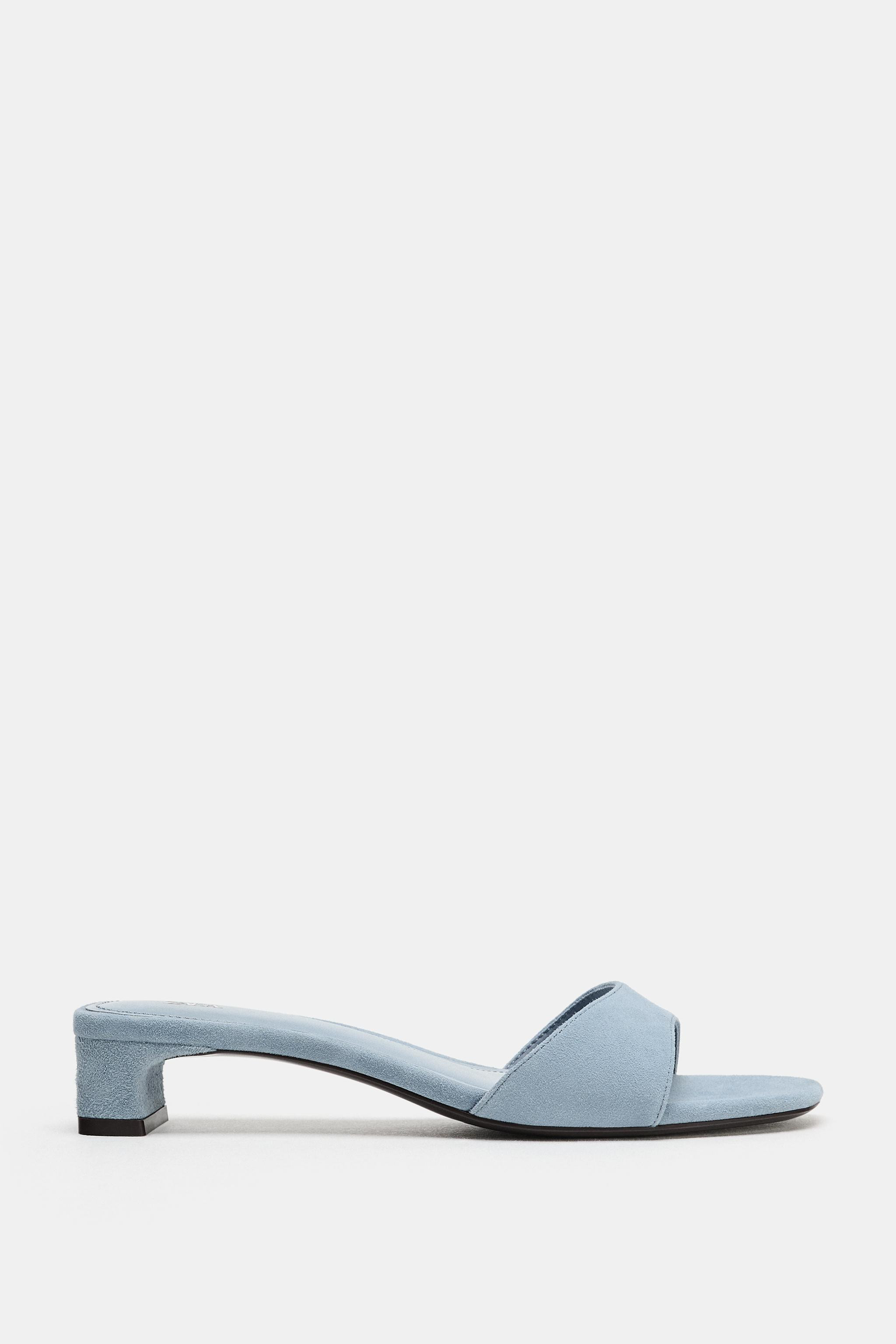 SUEDE MID-HEEL SANDALS | Zara UK