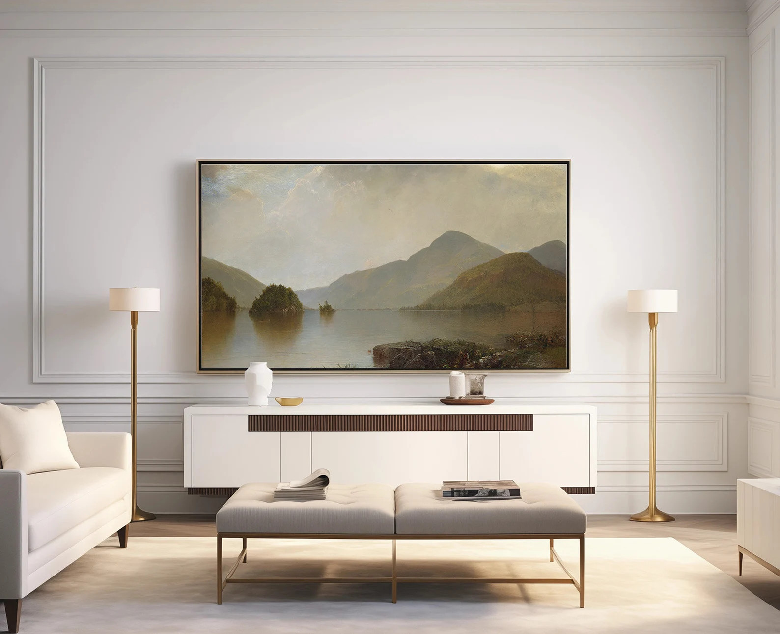 Antique Mountain Lake Art, Vintage Mountain Painting, Rustic Landscape Painting, Frame TV Art, 4K... | Etsy (US)