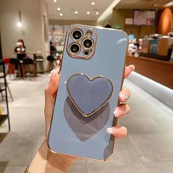 Cute Case for iPhone 15 Pro Max 6.7'', Phone Case with Heart Holder Stand Kickstand Soft TPU Shoc... | Amazon (US)