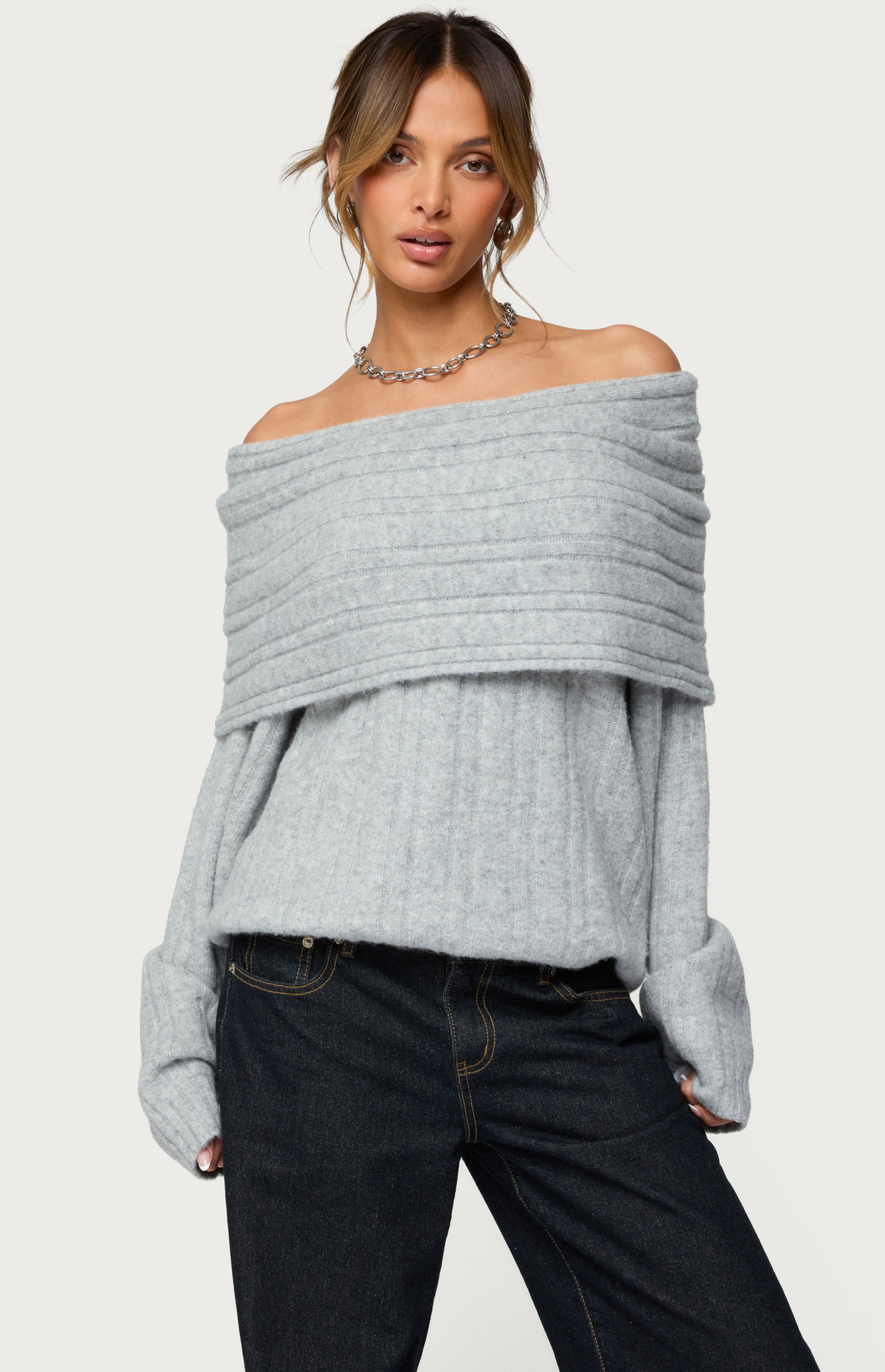 Edikted Kadenna Oversized Off Shoulder Sweater | PacSun