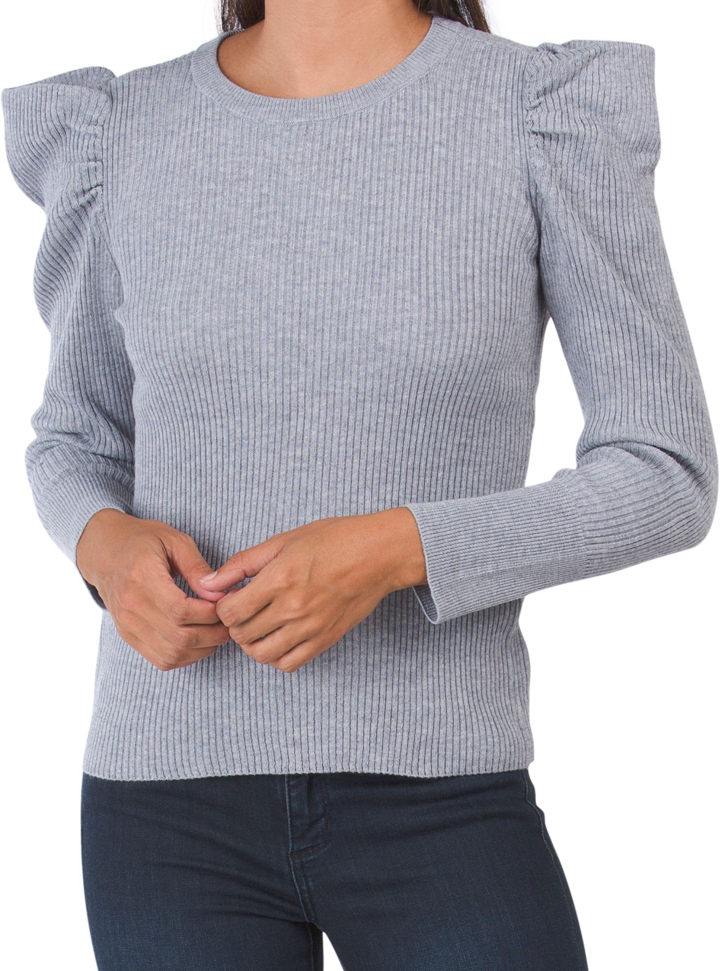 Ribbed Puff Shoulder Sweater | Wool Sweaters | Marshalls | Marshalls