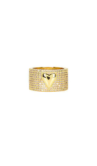 Mazin Jewels Pave Heart Barrel Ring in Metallic Gold. - size 7 | Revolve Clothing (Global)