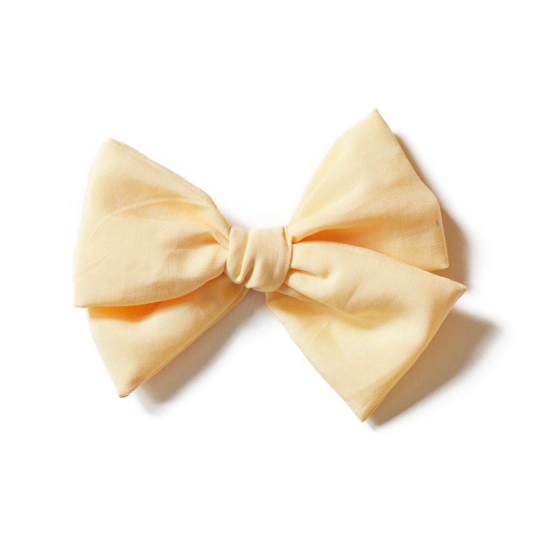 Jumbo Vanilla Cream Hair Bow, Easter Cream Bow Hair Clip, Pastel Yellow Bow Baby Girl Cake Smash ... | Etsy (US)