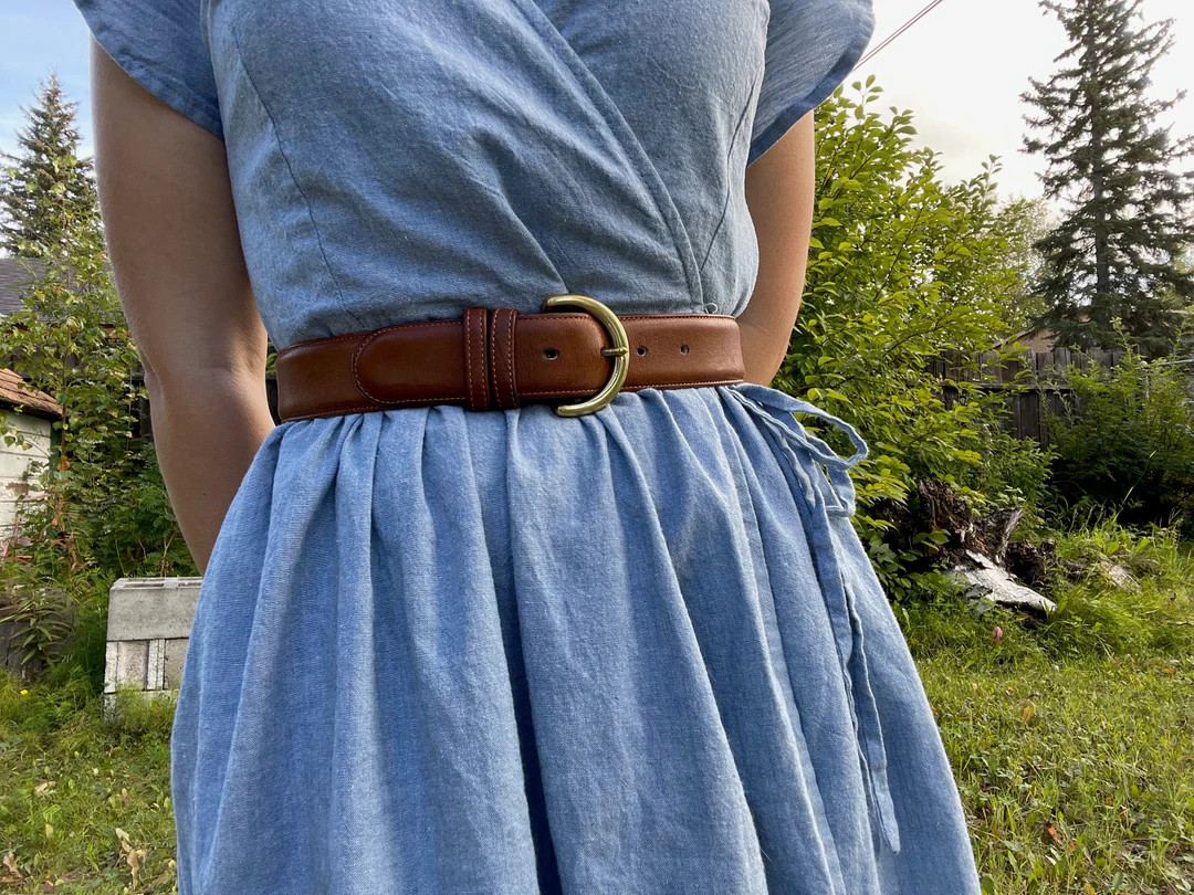 Beautiful COACH 1 1/2" Wide Leather Belt, in Britsh Tan with Brass Buckle | Etsy (US)