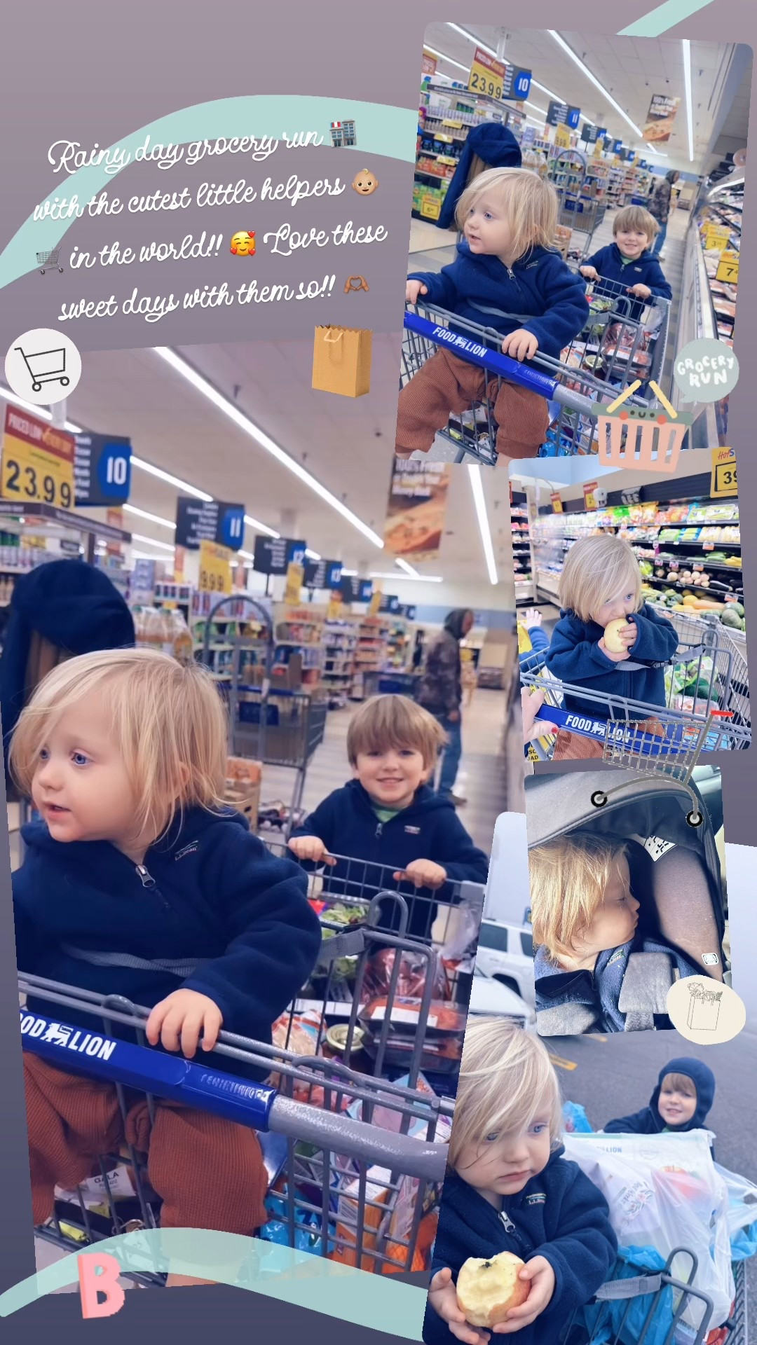 Rainy day grocery run 🏬 with the cutest little helpers 👶🏼🛒 in the world!! 🥰 Love these sweet days with them so!! 🫶🏽