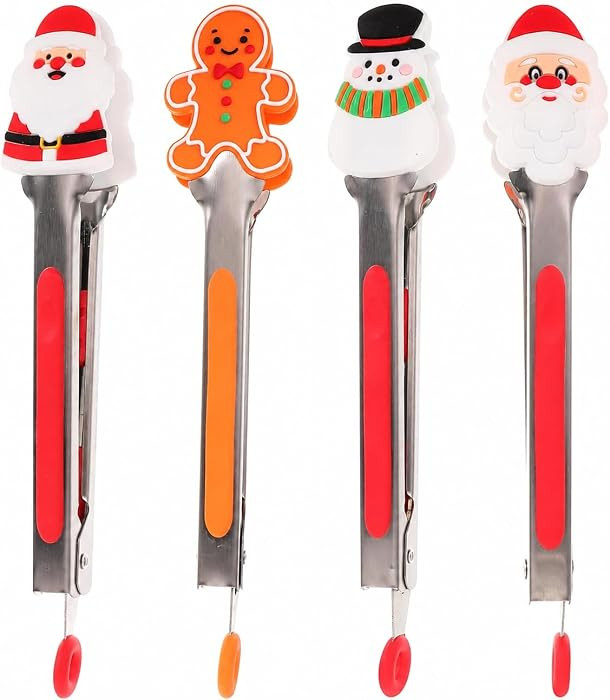 Christmas Silicone Mini Tongs, 4PCS 7-inch Christmas Serving Tongs, Christmas Cooking Utensils fo... | Amazon (US)