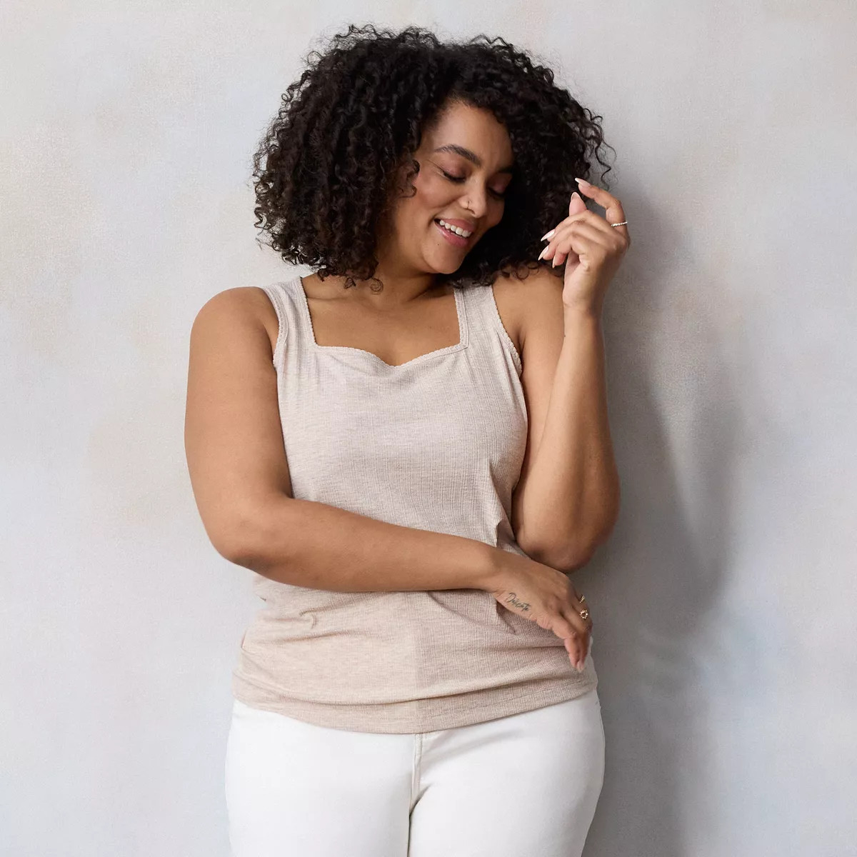 Plus Size LC Lauren Conrad Square Neck Knit Tank Top | Kohl's