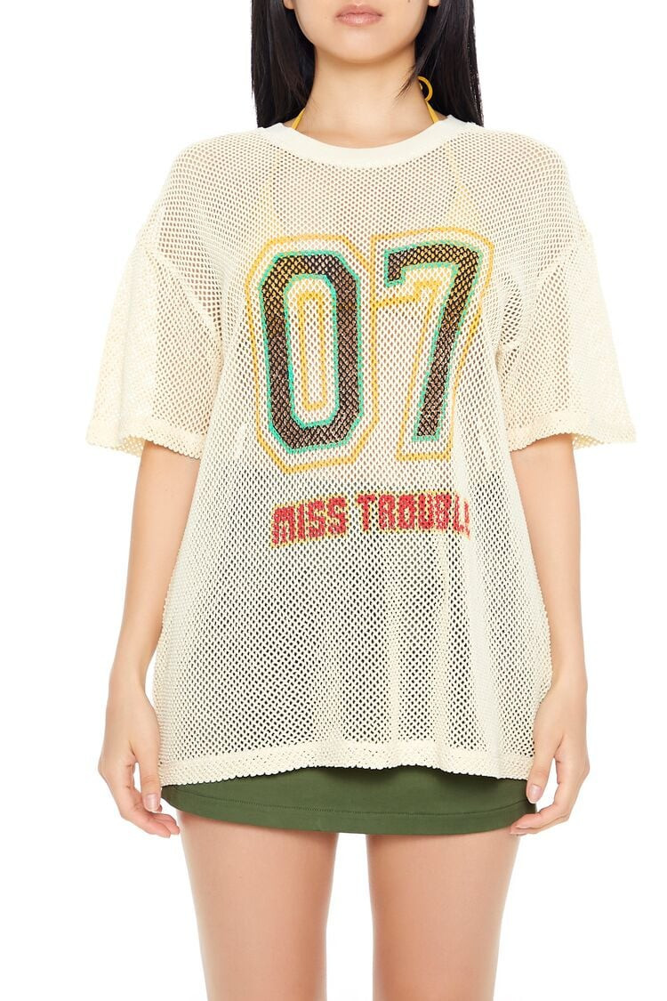Netted Miss Trouble Graphic Tee | Forever 21