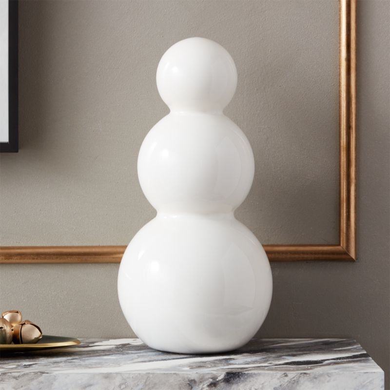 White Glass Holiday Snowman 6" + Reviews | CB2 | CB2