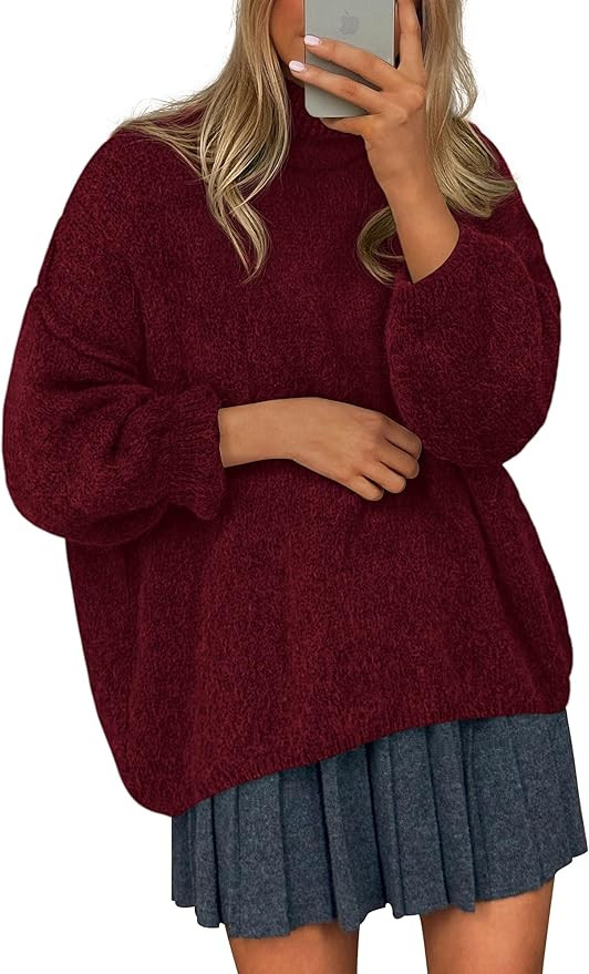 PRETTYGARDEN Oversized Sweaters for Women Fall Clothes 2025 Long Sleeve Mock Neck Tops Chunky Kni... | Amazon (US)