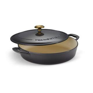 Bestow 4 qt. Enameled Covered Cast Iron Braiser-Smoke | The Home Depot