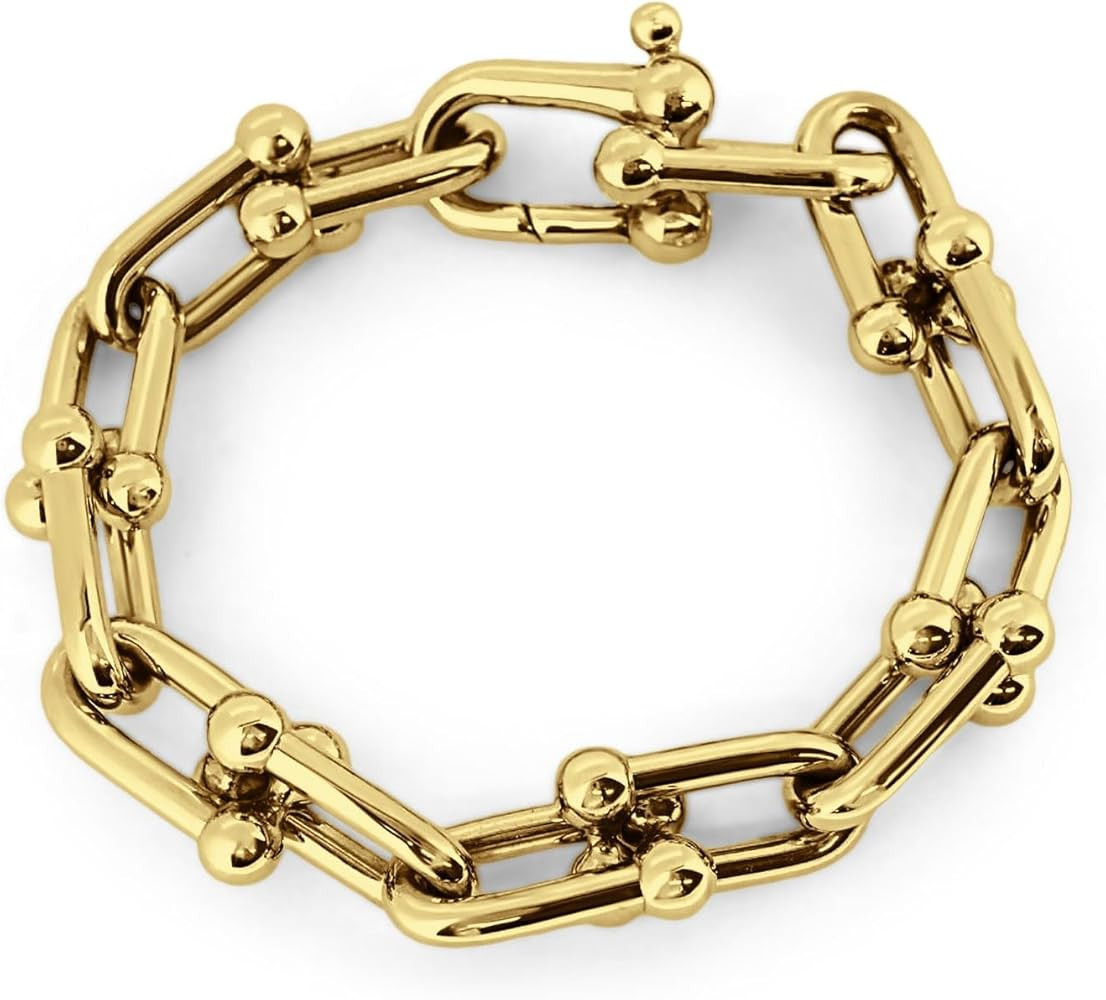 Blue Apple Co. Minimalist 7.5", 8" & 9" Bamboo Lock Chain Paperclip Chains Bracelet Interlocking ... | Amazon (US)