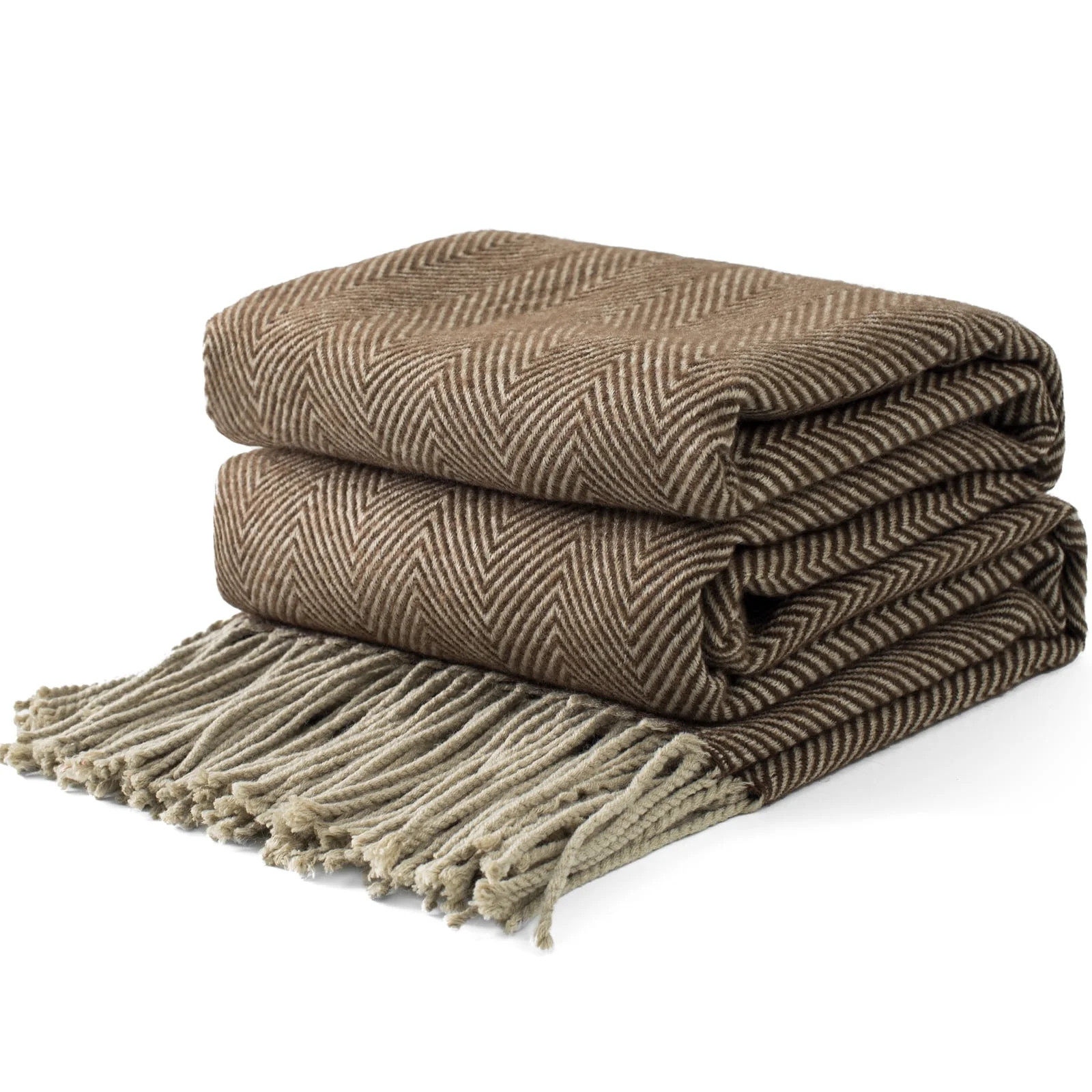 VERAMUSE Brown Herringbone Throw Blanket for Couch 50"X60" Farmhouse Blankets for Bed and Sofa | Walmart (US)