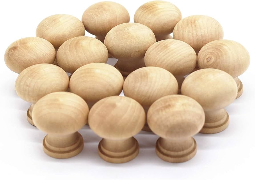 WEICHUAN 16PCS Round Unfinished Wood Cabinet Furniture Drawer Knobs Pulls Handles (Diameter: 3.7c... | Amazon (US)