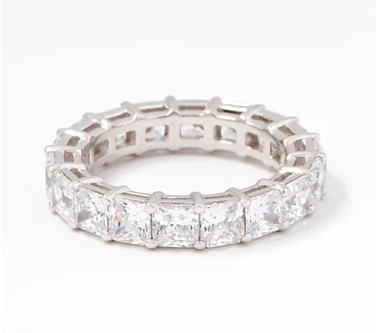 Diamonique Silver Choice Of Cut Eternity Band Ring, Platinum Clad - QVC.com | QVC