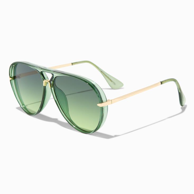 Green Faded Lens Aviator Sunglasses | Claire's (US)