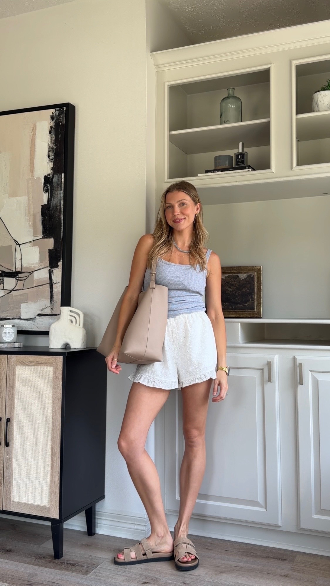 Summer capsule outfit | S in white shorts + S in bra tank 

 #LTKootd #LTKmomlife