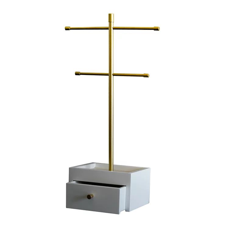 Hives and Honey Katie Wood Two Tiered T-Bar Jewelry Stand, White | Walmart (US)