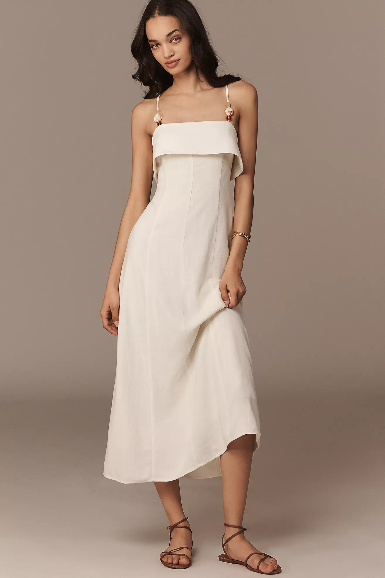 By Anthropologie Beaded-Strap A-Line Midi Dress | Anthropologie (US)